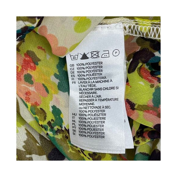 H&M Multicolor Floral Sheer Long Sleeve Blouse Women’s Size 4 - Picture 8 of 9